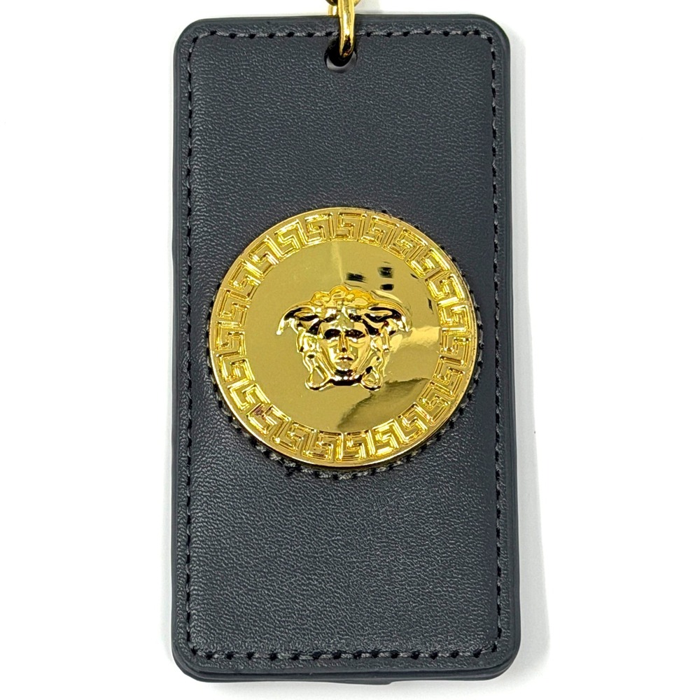Versace Medusa Luggage Tag Black Gold Chain Travel Bag Accessory - Picture 2 of 6
